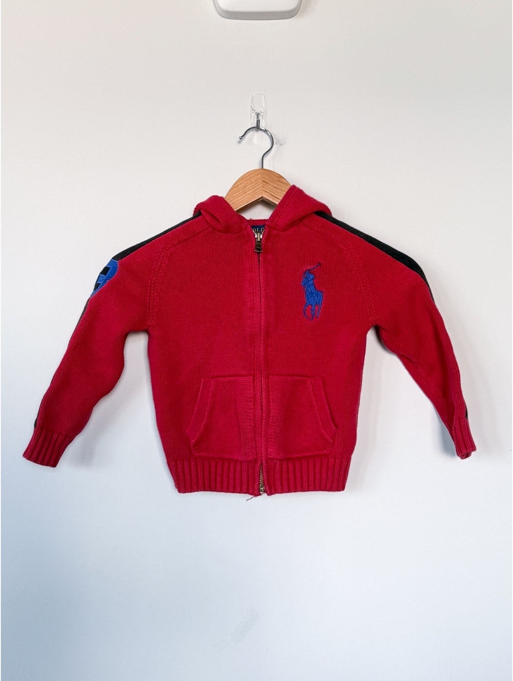 Vintage Polo Ralph Lauren Knit Full Zip Sleeve Sz 5 100% Cotton  Strip Logo